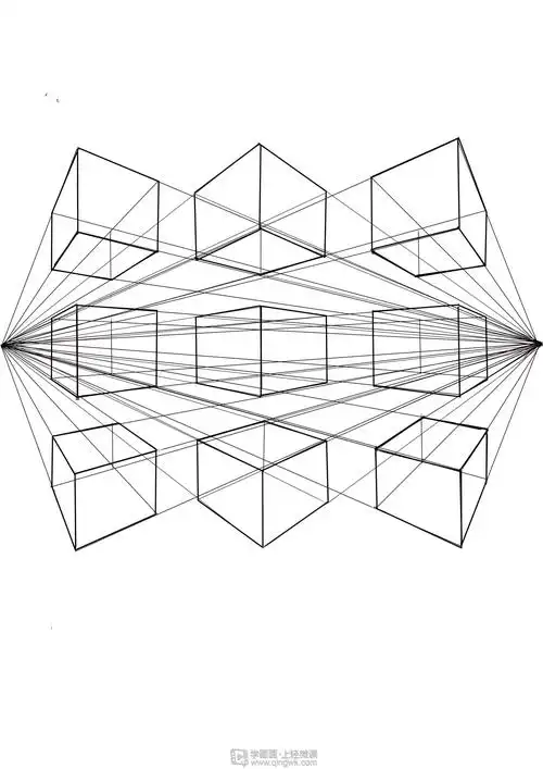 暖阳rh-15-099 临摹两点透视正方体—美术基础两点透视的训练