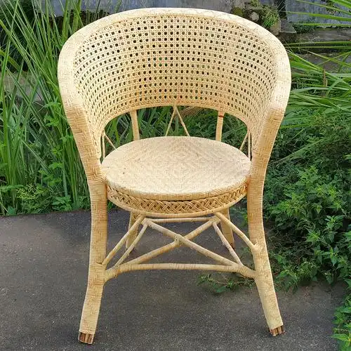 天然真藤现代简约编织藤椅老人单人背椅家用客厅围椅