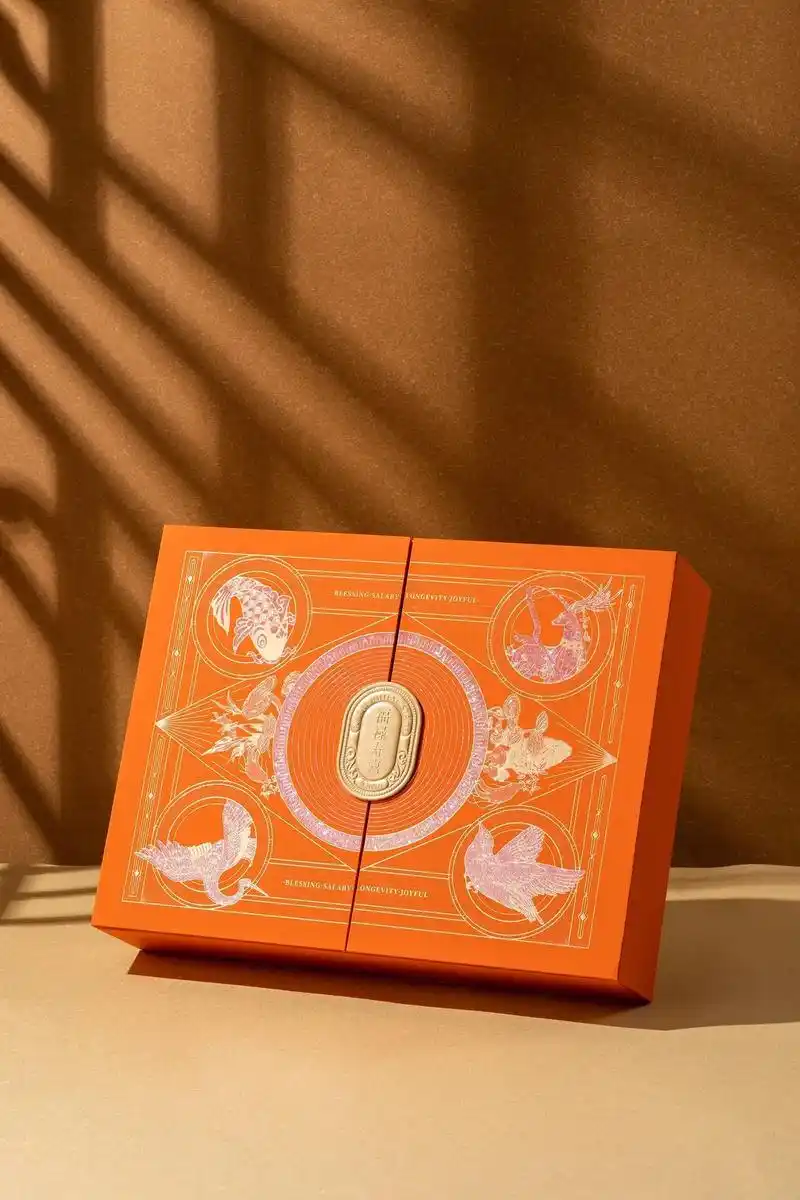 福禄寿喜滋补礼盒.由鲤鱼,喜鹊,仙鹤,鹿等图案组成,隐喻"福 - 抖音