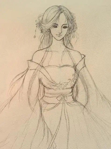 手绘 素描 线稿 580870 竖版 竖屏古装女人简笔画古装素描简笔画美女