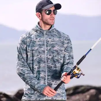 夏季户外钓鱼防晒服垂钓服装薄款冰丝透气服路亚防晒服男 都市迷彩
