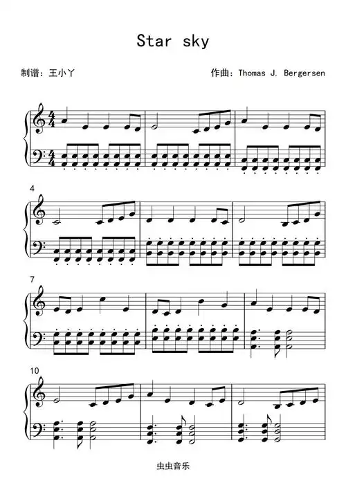star sky钢琴谱-c调-虫虫钢琴