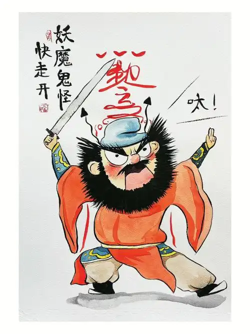 水彩呔妖魔鬼怪快走开