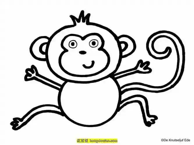 6张手绘小猴子卡通儿童简笔画猴子要如何画