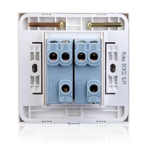 美的二位双控电灯开关面板家用暗装86型双开双联二开两开墙壁插座