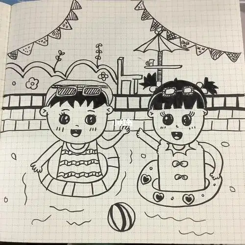 夏日泳池简笔画day10