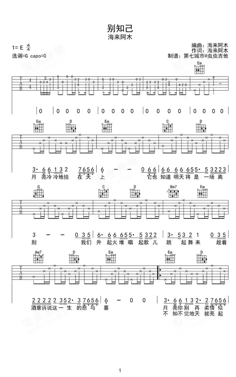 别知己完整吉他谱,#吉他谱 #热门推荐 #知识充电站 #创 - 抖音