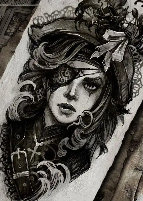 一组超酷的暗黑系列女郎纹身图片