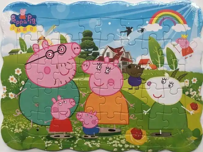 包邮 开心益智拼图40片--小猪佩奇飞侠全8张开发智力亲子早教玩具