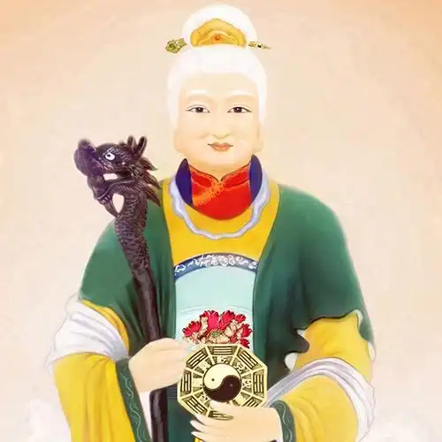 中式无生老母画像挂画无极老母神像卷轴画客厅玄关家用供奉装饰画