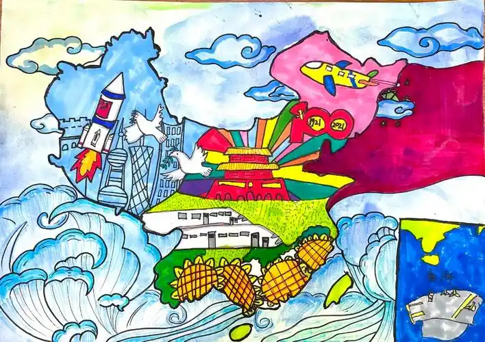 小学三年级主题儿童画 祖国在我心中-图4