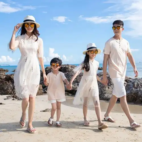 悦海悦贝亲子装 一家三口中国风 母女装改良汉服连衣裙 2021新款