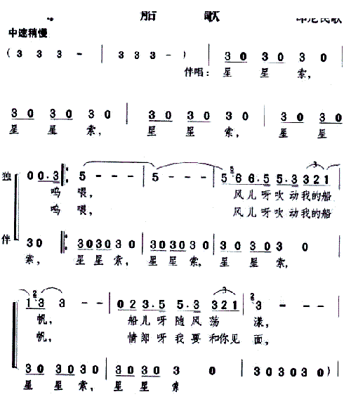 船歌 印尼民歌 邓丽君 歌谱 简谱