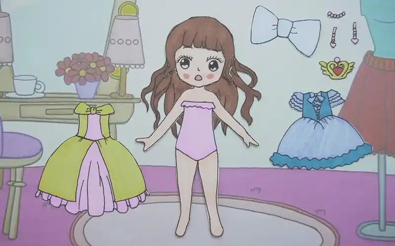 纸娃娃创意手工:制作一位小公主,她的蓝色和淡黄色公主裙好看吗