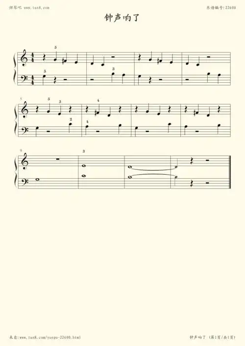 钢琴谱:07钟声响了_小汤2-约翰·汤普森简易钢琴教程2