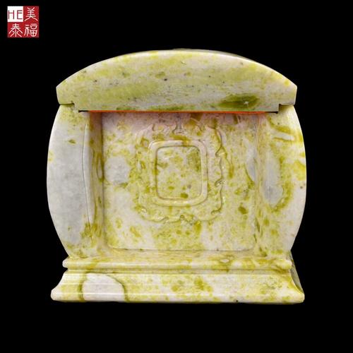 天然玉石岫玉龙凤棺材男女通用款骨灰盒整石挖空手工雕刻殡葬用品