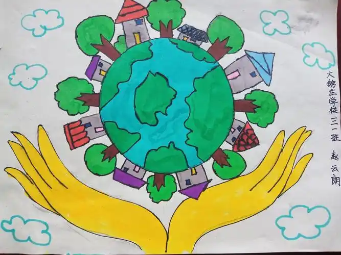 地球儿童画保护生态环境绘画以保护环境为主题的画保护环境图片绘画小