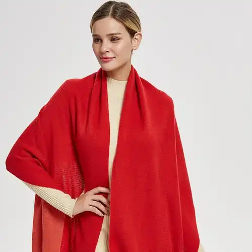 恒源祥hyx007wj新款针织围巾披肩红色18055