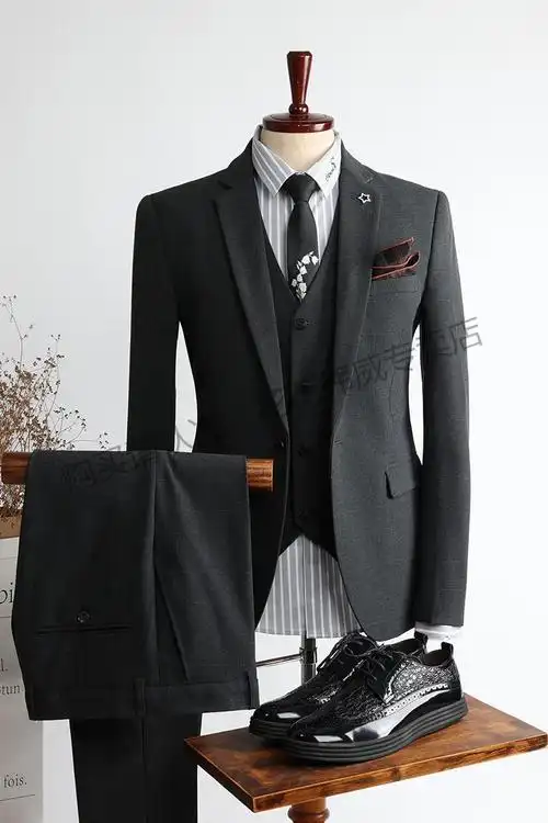 花花公子(playboy)新郎结婚西装套装男婚礼订婚礼服伴郎服修身男士