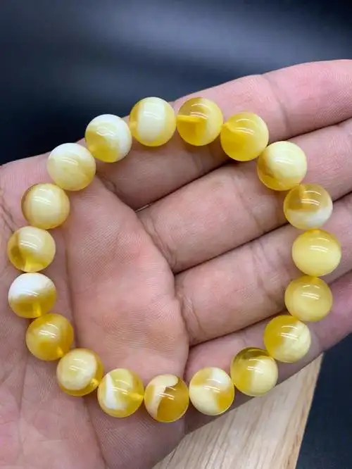 金瓷白俄料金瓷白天然蜜蜡10mm1116克