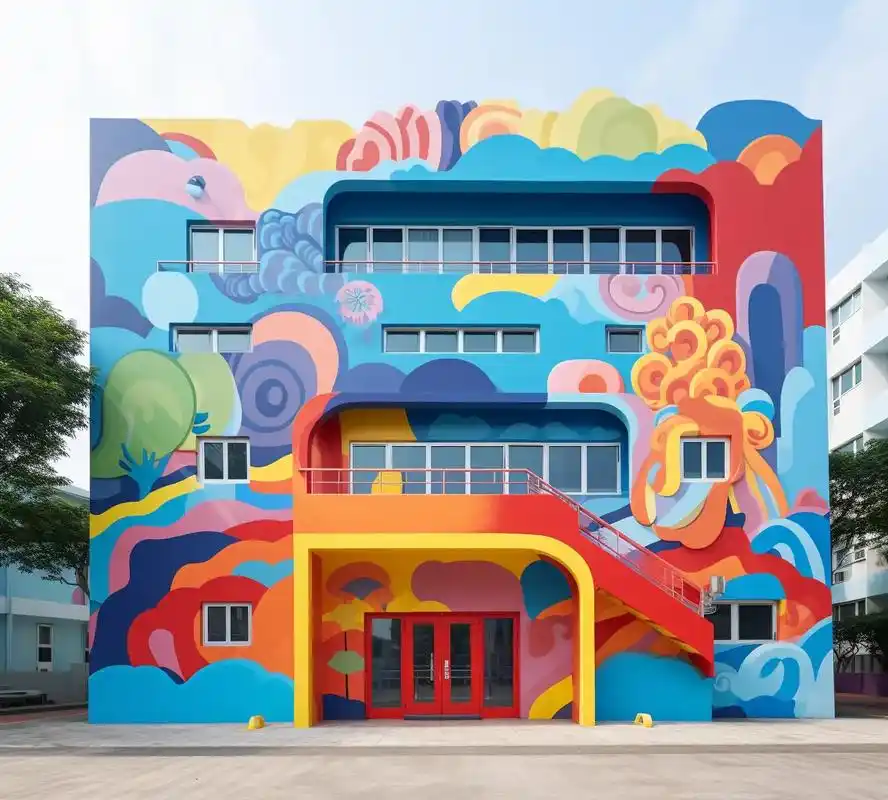 幼儿园墙绘带你遨游彩色梦樱82.大家好!今天给大家 - 抖音