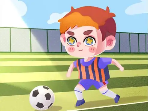 踢足球的小男孩