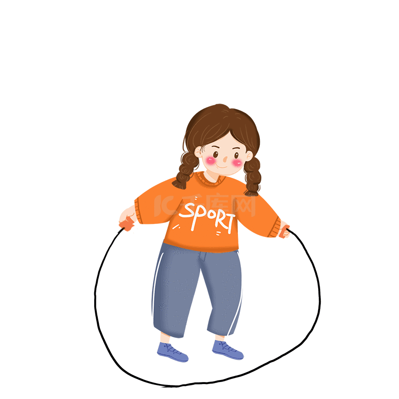 女孩健康减肥运动跳绳卡通动图gif