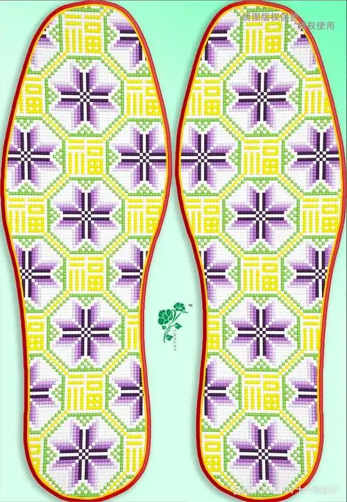 传统手工十字绣鞋垫图样欣赏!