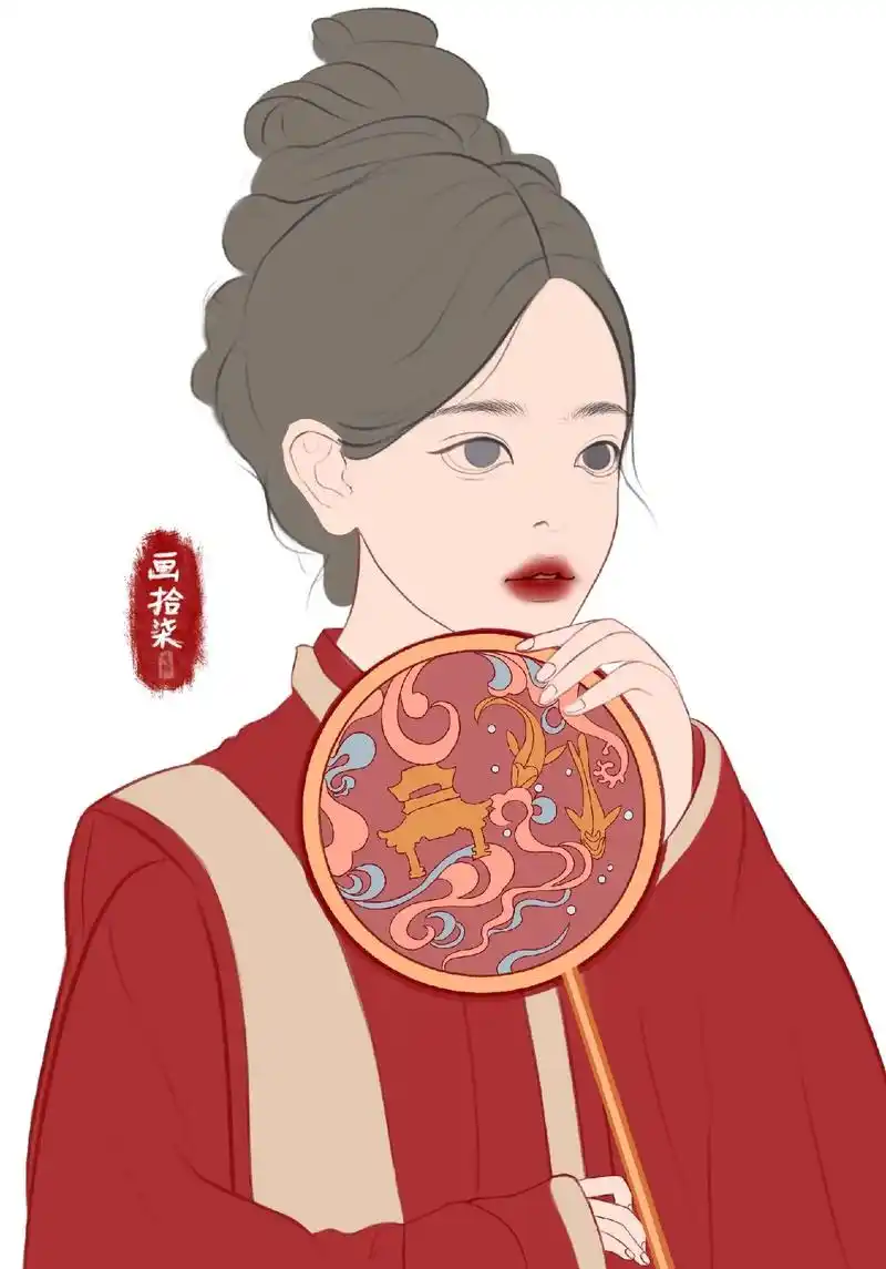 古风女生嫁衣红妆(绘画过程)