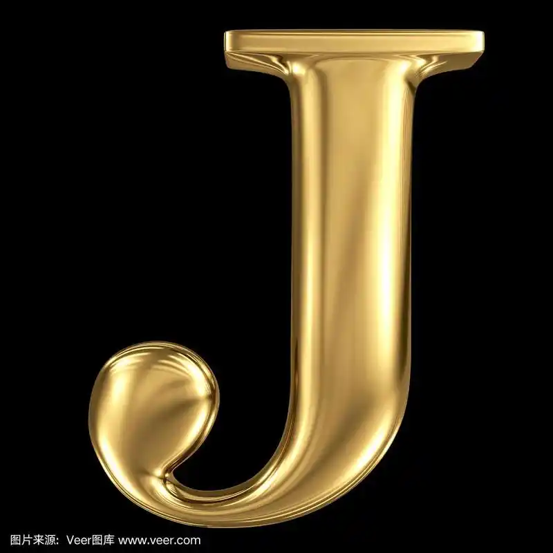 金光闪闪的金属3d符号大写字母j -大写字母