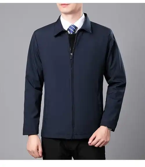 厅局风夹克穿搭男厅长外套小翻领体制内厅级干部衣服年轻 蓝色 m