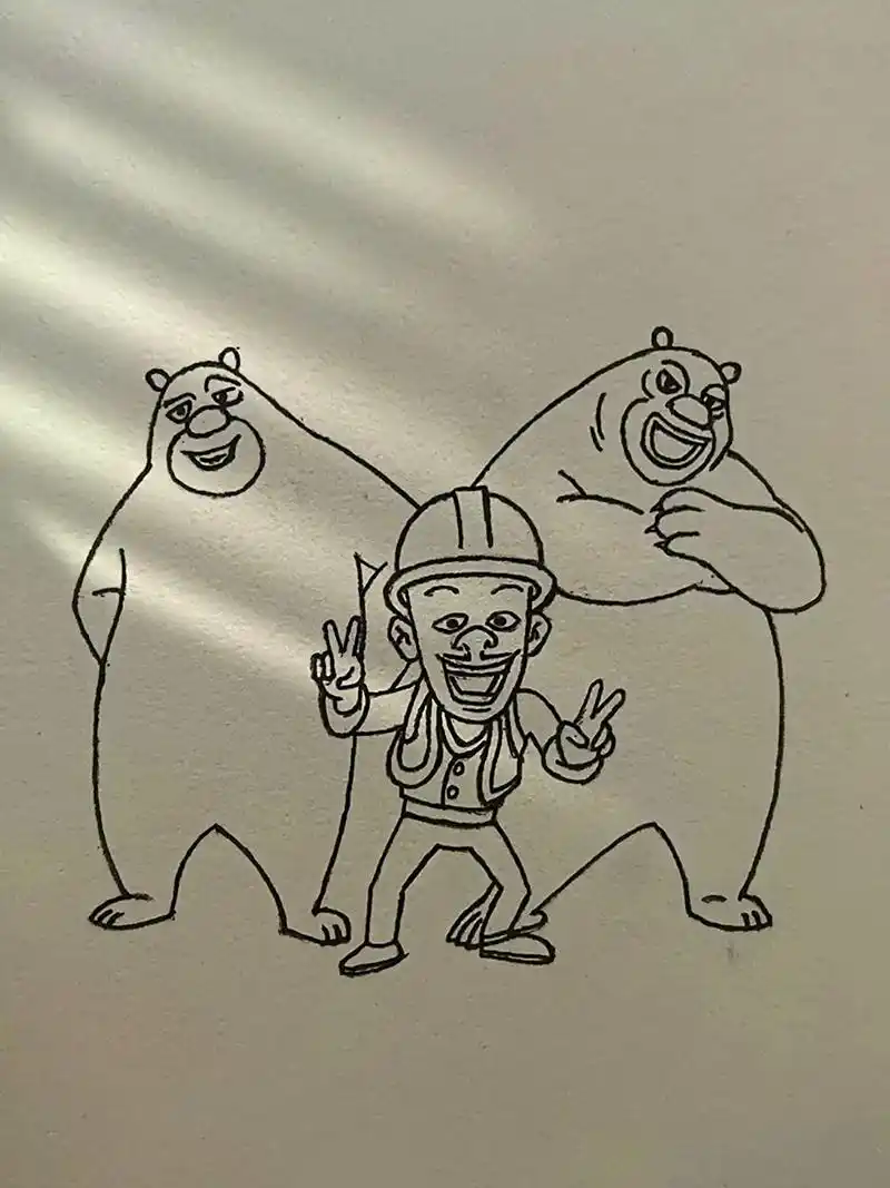 熊出没电影海报手绘 - 抖音