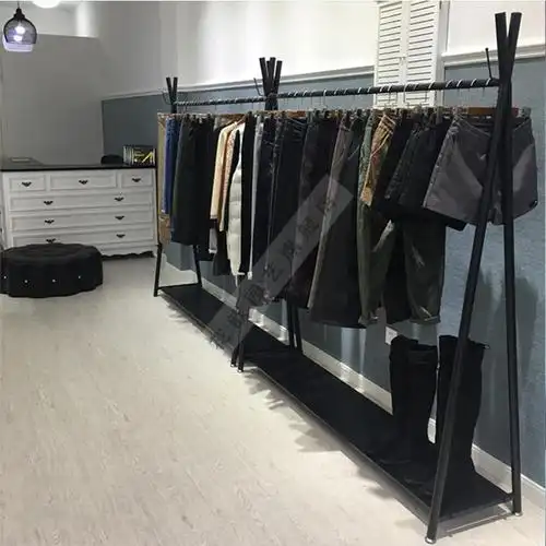 铁艺服装店展示架男装店铺挂衣服架子侧挂陈列架落地式货架100长165高