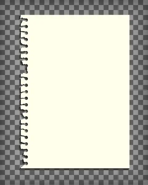 空白笔记本页,边有裂痕