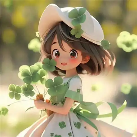 可爱清新治愈四叶草小女孩头像,好运伴随每一天_女生动漫头像_头像屋