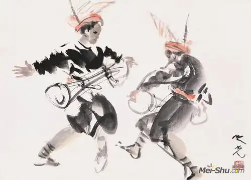 瑶族长鼓舞杨之光中国画艺术作品