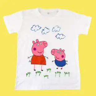 diy空白儿童绘画t恤短袖文化衫纯白色涂鸦手绘涂色幼儿园创意美术