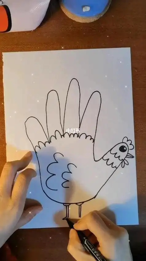 手烫到简笔画手形树 创意儿童画 简笔画 线描 装饰画装饰画植树节去哪