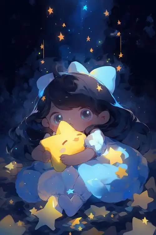 【ai数字艺术】星空下手捧着星星的孩子图片下载