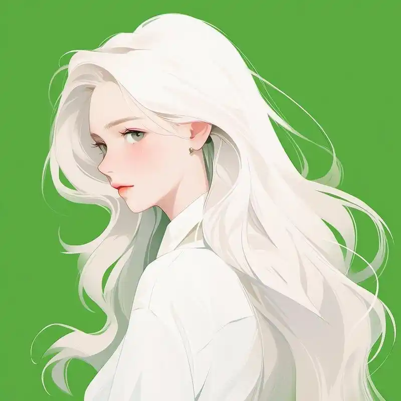 极简美学 | 绿色系 | 白色长发女生头像 020202020202