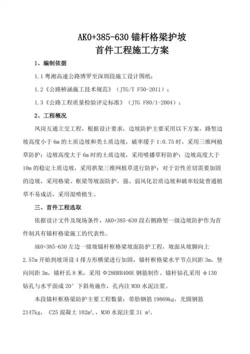 锚杆框格梁护坡施工方案