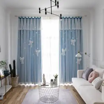 客厅窗帘纱帘两层窗帘两层分开双层北欧布纱一体双层飘窗网红遮光隔热