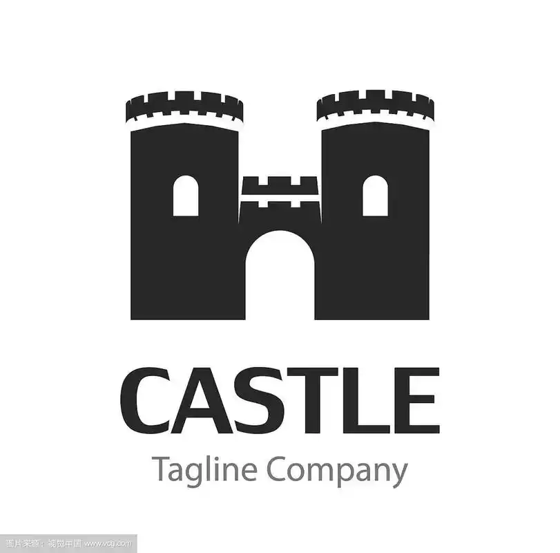 用黑色剪影描绘的中世纪城堡