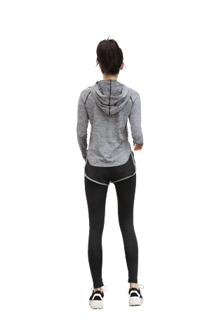 秋装灰色运动套装女美丽时尚女模特女生背影