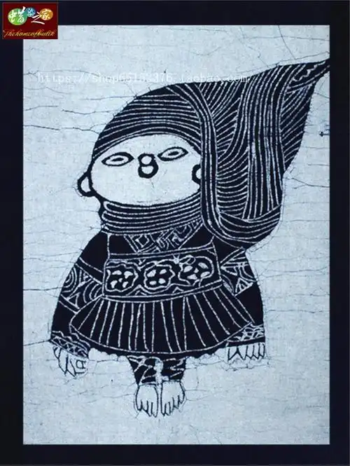 苗族六张一套蜡染装饰幼儿园装饰画民族村小画人物苗族蜡染