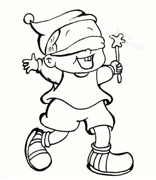 捉迷藏冬天风车坐着人物简笔画