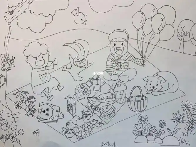 情景画简笔画情景画简笔画图片带颜色