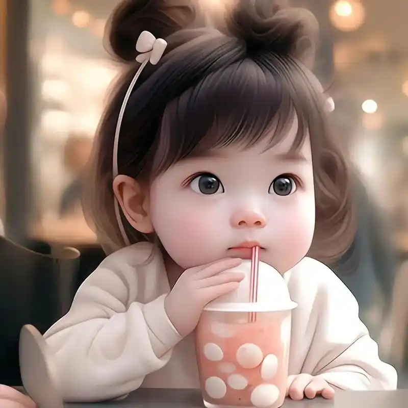 爱喝奶茶的小女孩