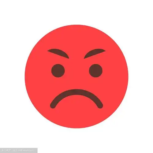 红色愤怒的卡通脸表情符号人的情感图标
