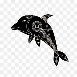 抽象风格海豚剪影花纹